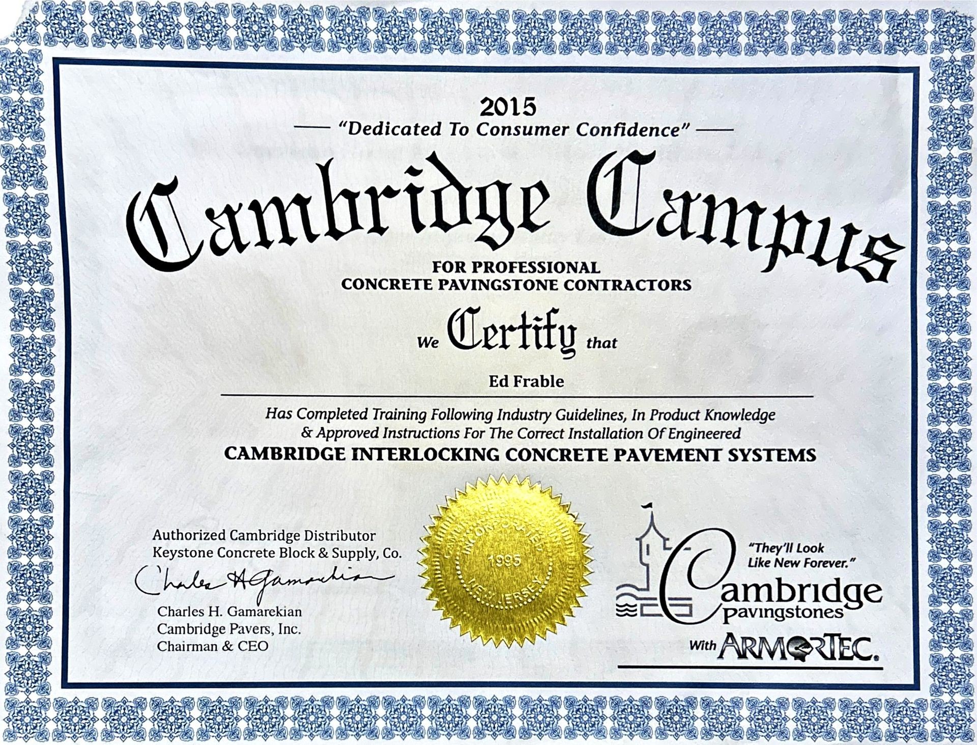 Cambridge paver certification